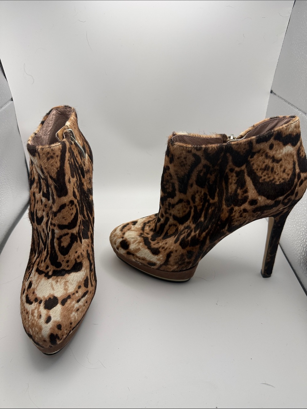 Vince Camuto Leopard Print High Heel Ankle Booties - Brown/Tan 8.5 New!